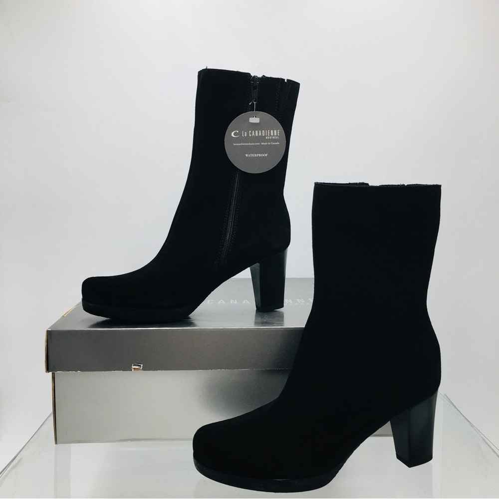 La canadienne Black Suede Women’s Ankle Boots